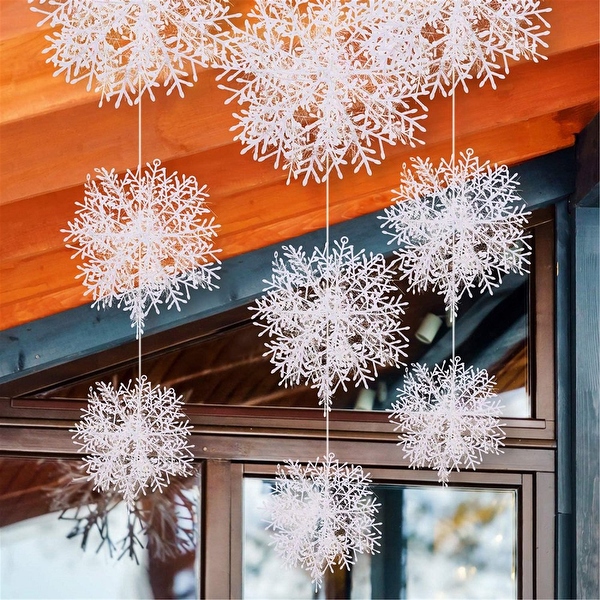60pcs/150pcs/200 Snowflake Winter Wonderland Decorations,Plastic Christmas  Glitter Beautiful 11cm Snowflakes Indoor Ornaments - Bed Bath & Beyond -  34820932